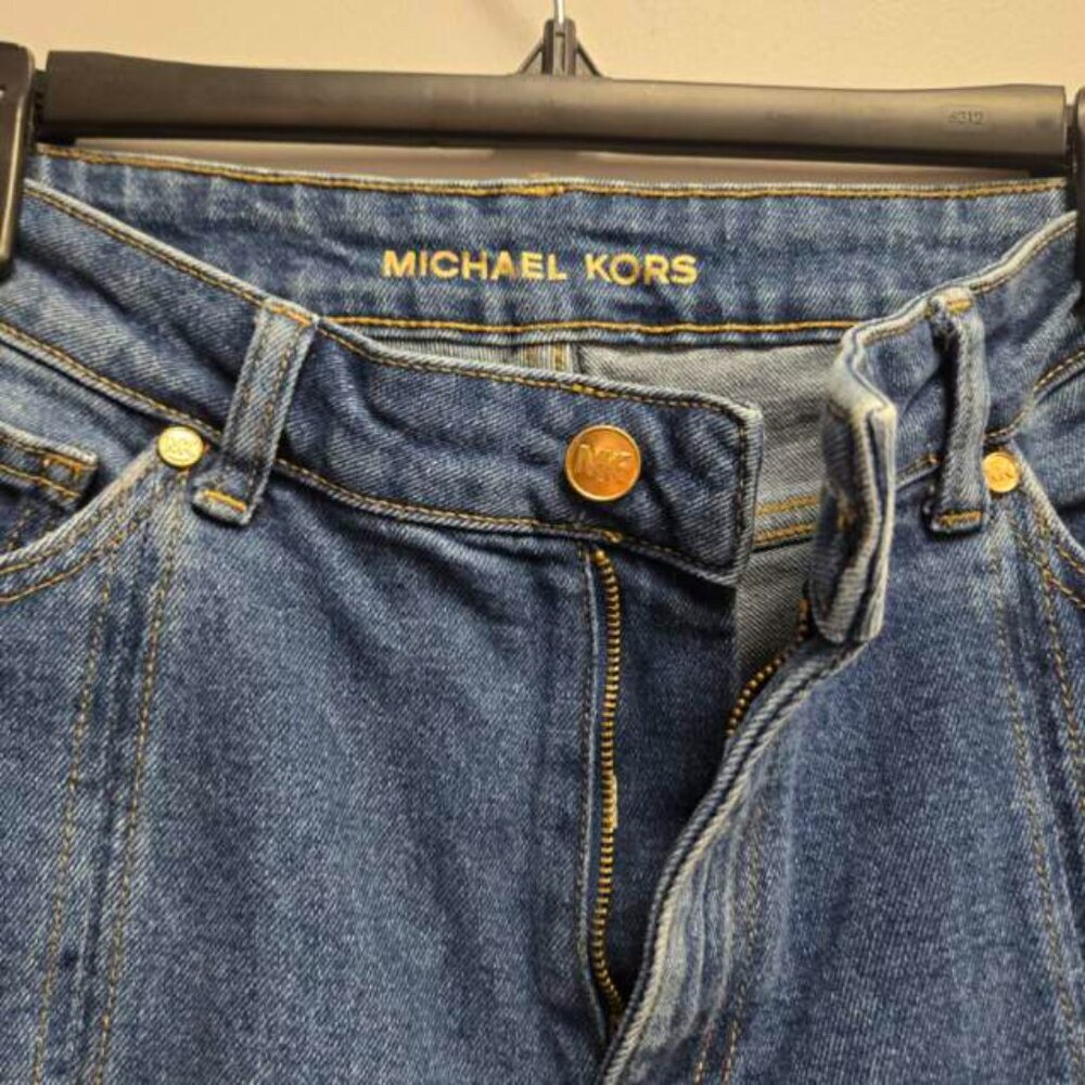 Michael Kors Selma Cropped Flare Jeans High Rise Medium Wash Blue Denim Size 10 - Picture 2 of 12